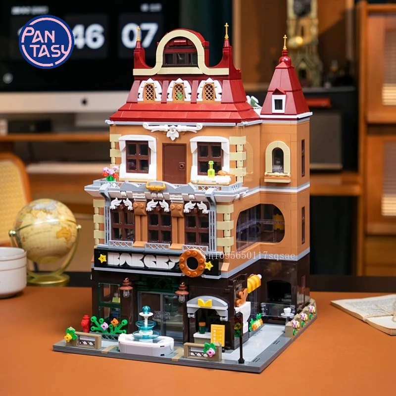 

Pantasy Новые Ретро Европейские Пекарни Вид на улицу Строительные блоки Большая головоломка Сборка игрушек Коллекция Орнамент Подарки