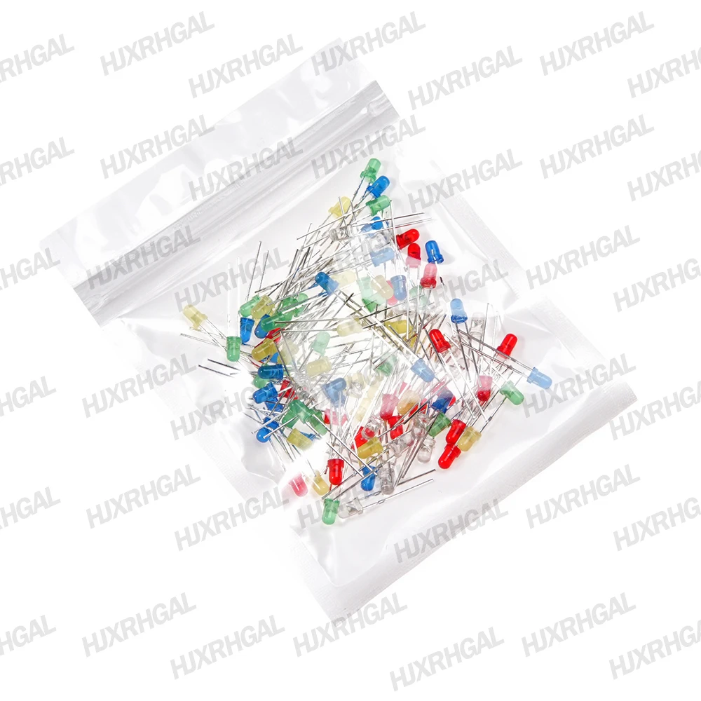 100PCS 3mm LED diode Light Assorted Kit 5Colors*20PCS F3 White Yellow Red Green Blue  component DIY kit