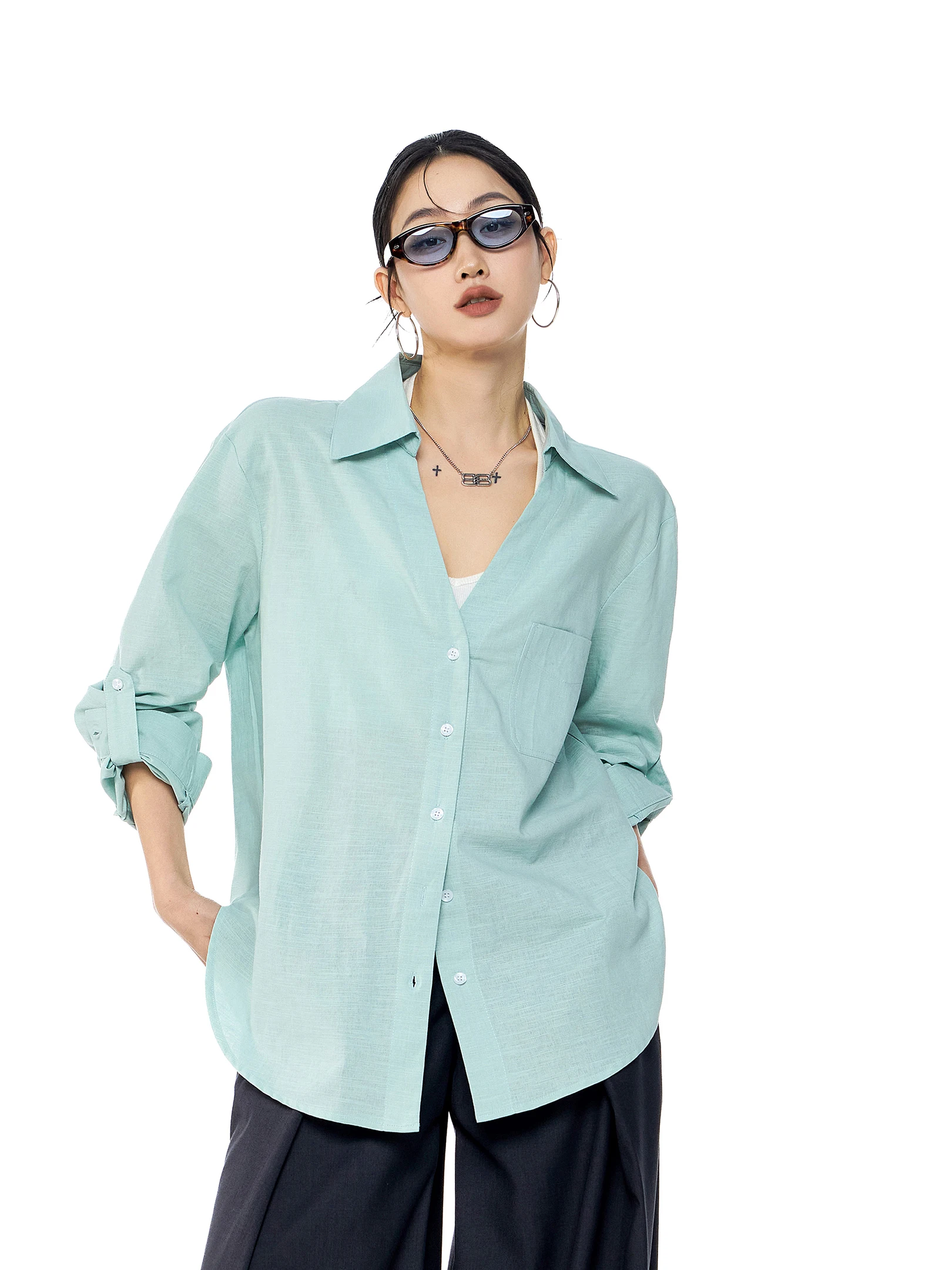 

Новая женская рубашка-пальто Ich Mode в американском ретро-стиле из легкого льна, свободного кроя, с длинными рукавами, удобная, дышащая, хлопковая, для весны.