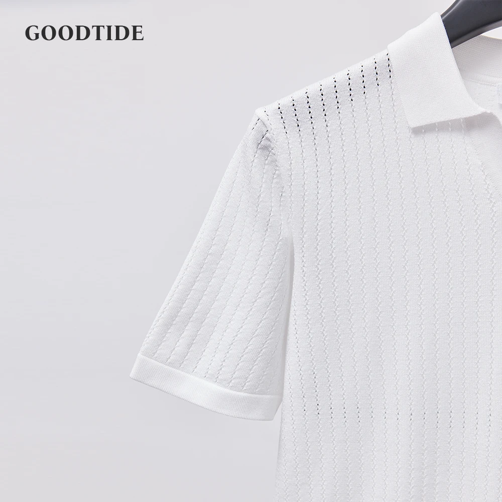 Men's Knitted Polo Shirt Solid Color Lapel T-shirt Fashion Brand Trend Loose Casual Short Sleeve T-shirt Top Men's Polo Shirt - Image 5