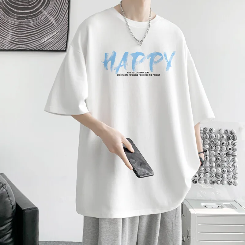 

Men's Cotton T-shirts White Mens 5XL Oversized T Shirt Summer Casual Wear Letter Print Tee Shirts for Men Male Clothes Fashion