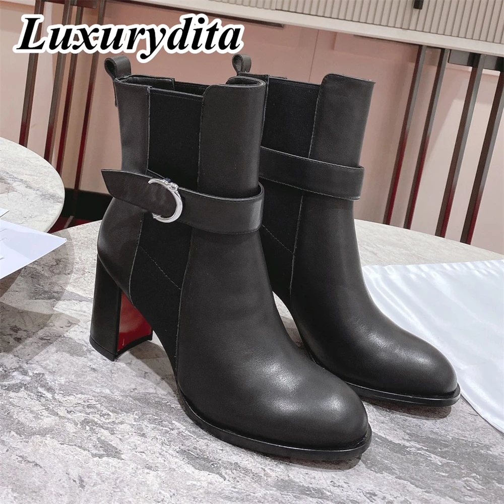 

Top Quality Womens High Heel Boots Luxury Fashion Women Ankle Boots Designer Red heel leather sole over the knee boots 0730