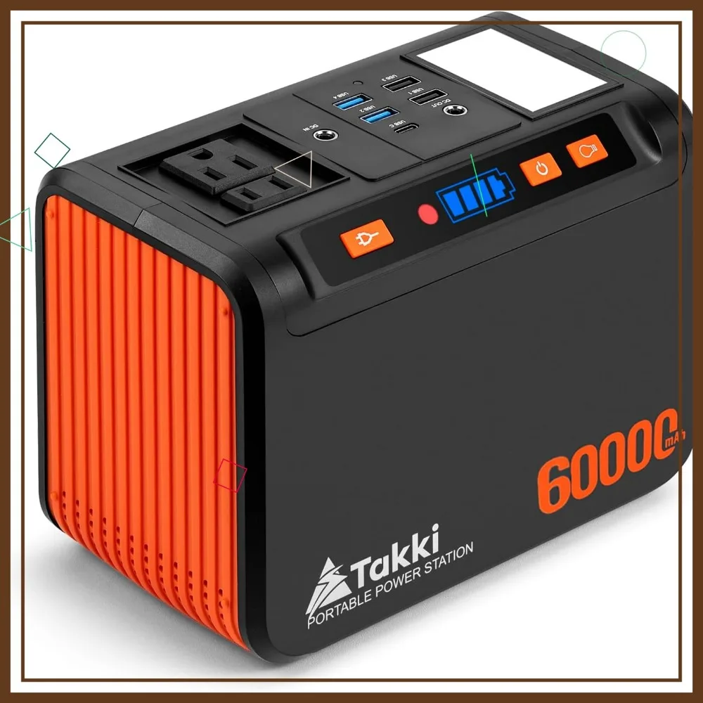 

Портативная электростанция 250 Вт, 222 Втч с розеткой переменного тока с чистой синусоидальной волной для кемпинга, CPAP, домашняя аварийная зарядка ноутбука