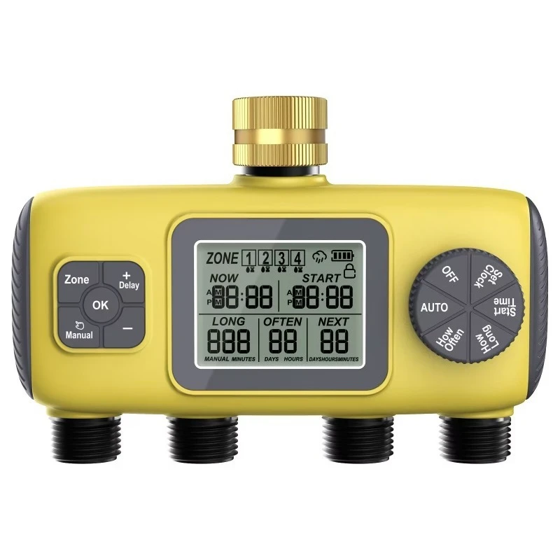 4‑Outlet Independent Control Garden Irrigation Timer Automatic Programmable Watering Controller For Outdoor Yard