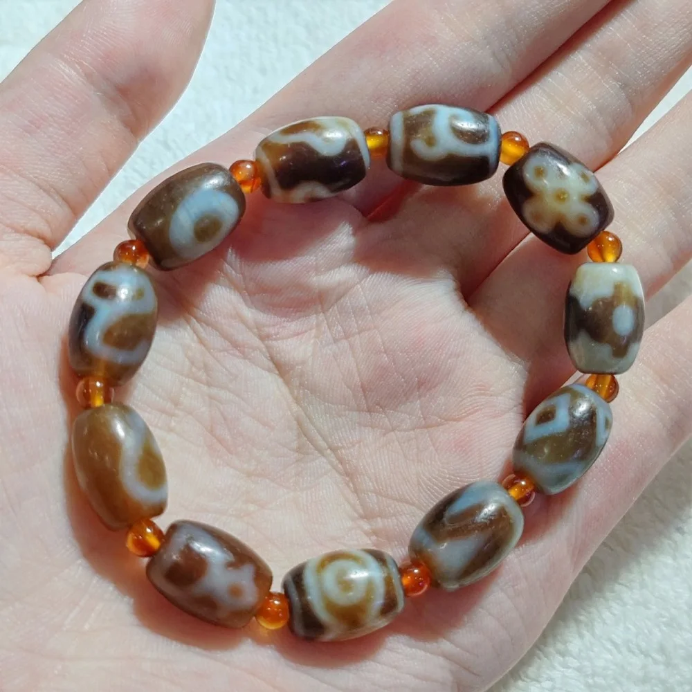 Tibet Agate Dzi, God of Wealth, Tiger Teeth, Lotus, Tara, Bodhi, and other precious totems, Tianzhu Diy Bracelet