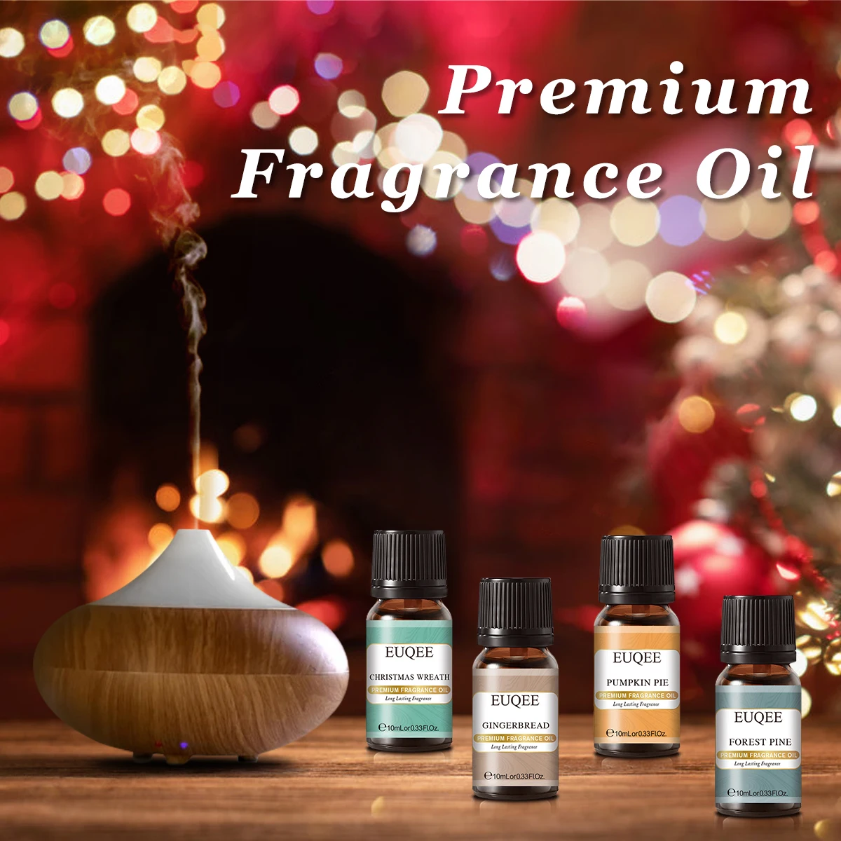 EUQEE Christmas Fragrance Oils Set For Diffuser- Forest Pine,Christmas Wreath,Brown Sugar,Harvest Spice,Gingerbread, Pumpkin Pie