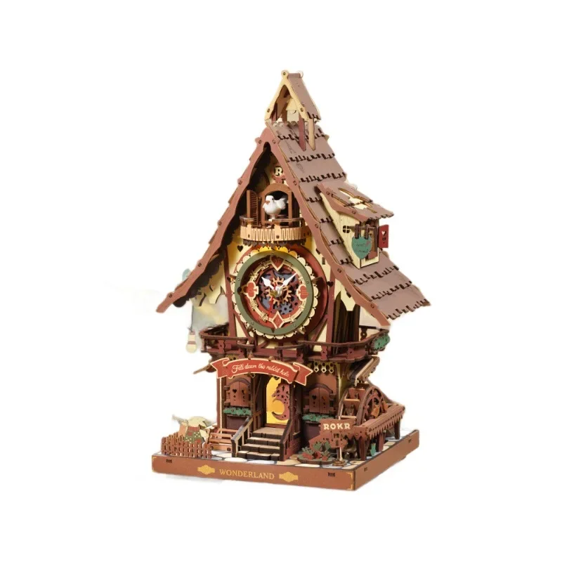*&S Cuckoo Clock Gift Diy Handmade Girl Birthday Creative Wooden Assembly Three-dimensional Ornaments Decoration