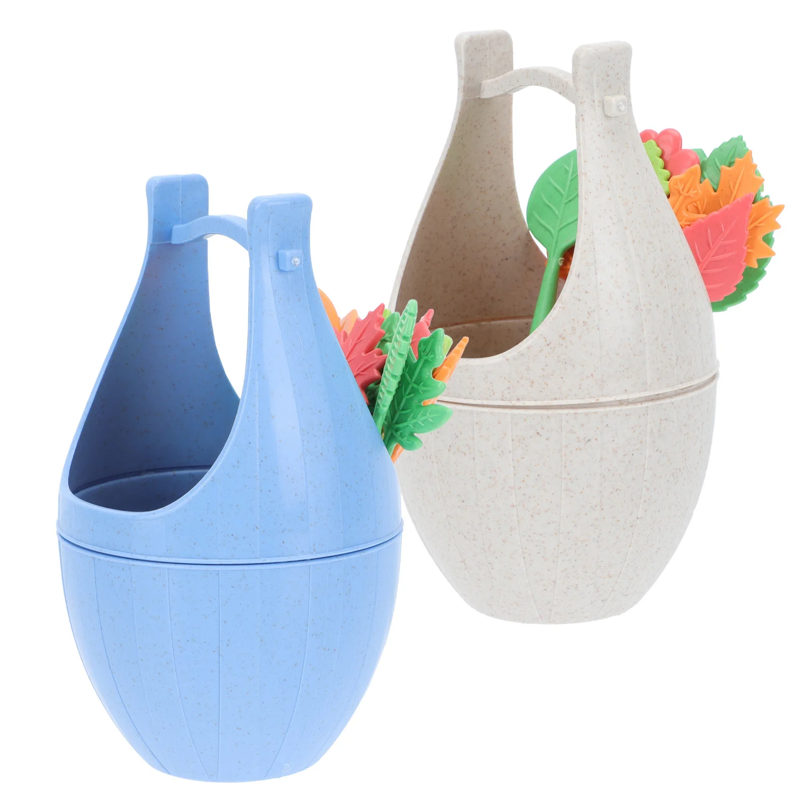 

2Sets Creative Fruit Forks Reusable Wheat Straw Eco Picks Bucket Party Appetizer Snack Holder Food Fork