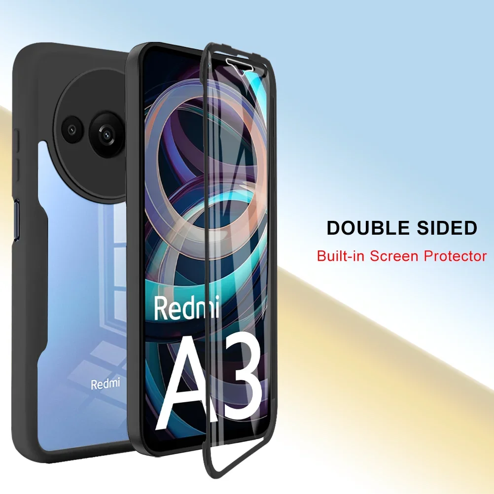 360° Full Body Case for Xiaomi Redmi A3 Screen Protection Film Luxury Silicone Protection Hard Phone Cover Redmi A3