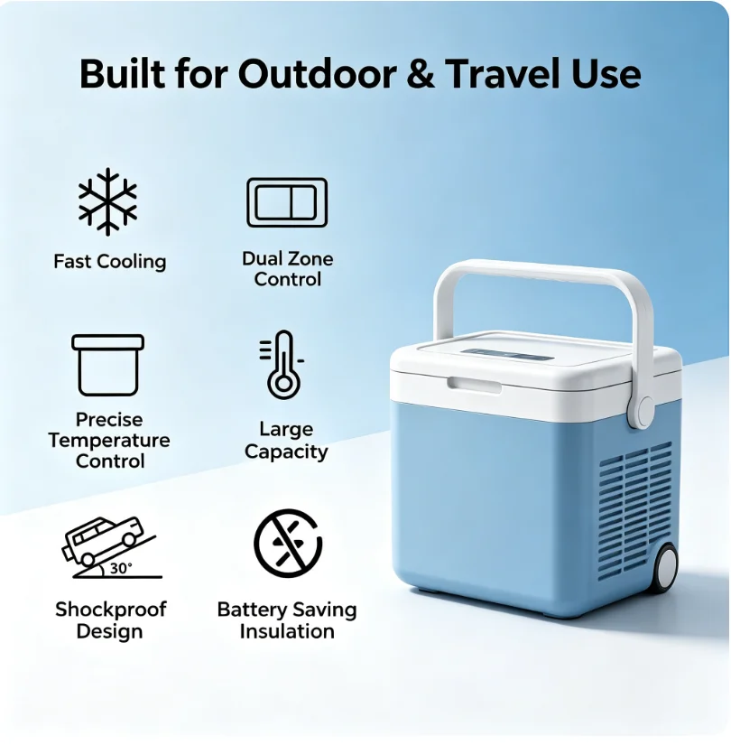 35L/45L/55L Portable Dual Zone Dual Control Compressor Refrigerator Freezer 12V/24V DC -20~ 20 5-day Freezer