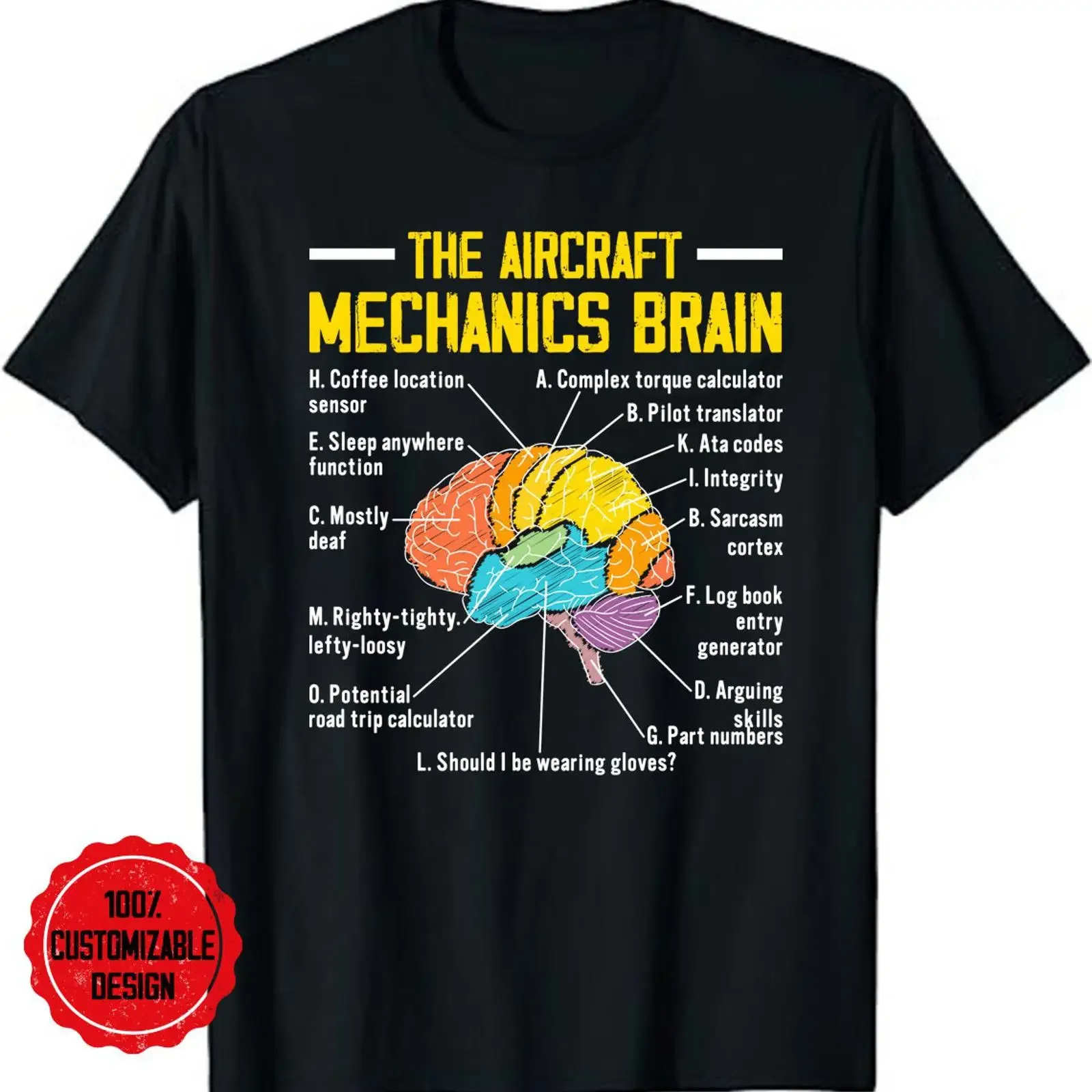 Aircraft Mechanic Brain T Shirt Aviation Technician  vintage Washed designer clothes streetwear fashion Soft graphic