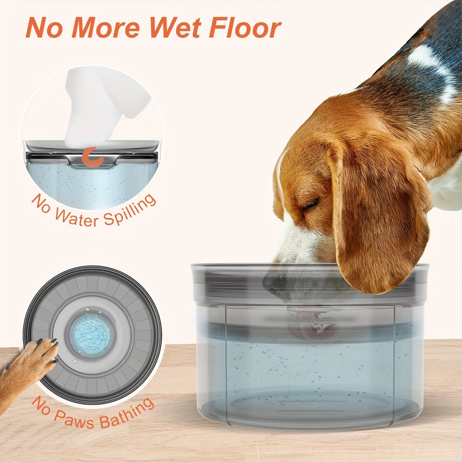 1 Gal/3.8L Large Dog Water Bowl, BPA-Free No Spill Pet Water Bowl, Slow Feeder Dog Water Dispenser Splash Proof Vehicle Carried