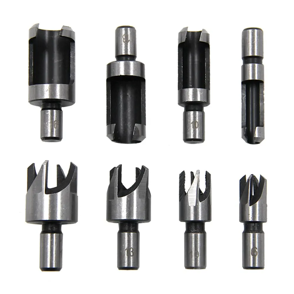 4/8pcs Round Handle Barrel/claw Type Wooden Plug Drill Woodworking Hole Opener Reaming Drill Bit Removal Tool Cutting Tool Set