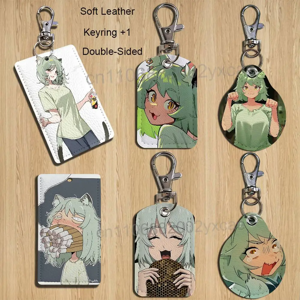 Chainsmoker Cat cute Yani Neko Card Holder With Keychain Executive Protection For Bank Credit Subway Bus Case