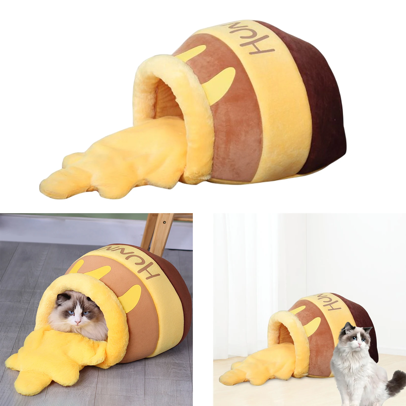 Honey Pot Pet Cat Bed Kennel Warm Soft Sleep Bed Cozy Cave Removable Cushion tents hut cushion blankets honey pot jar hideouts