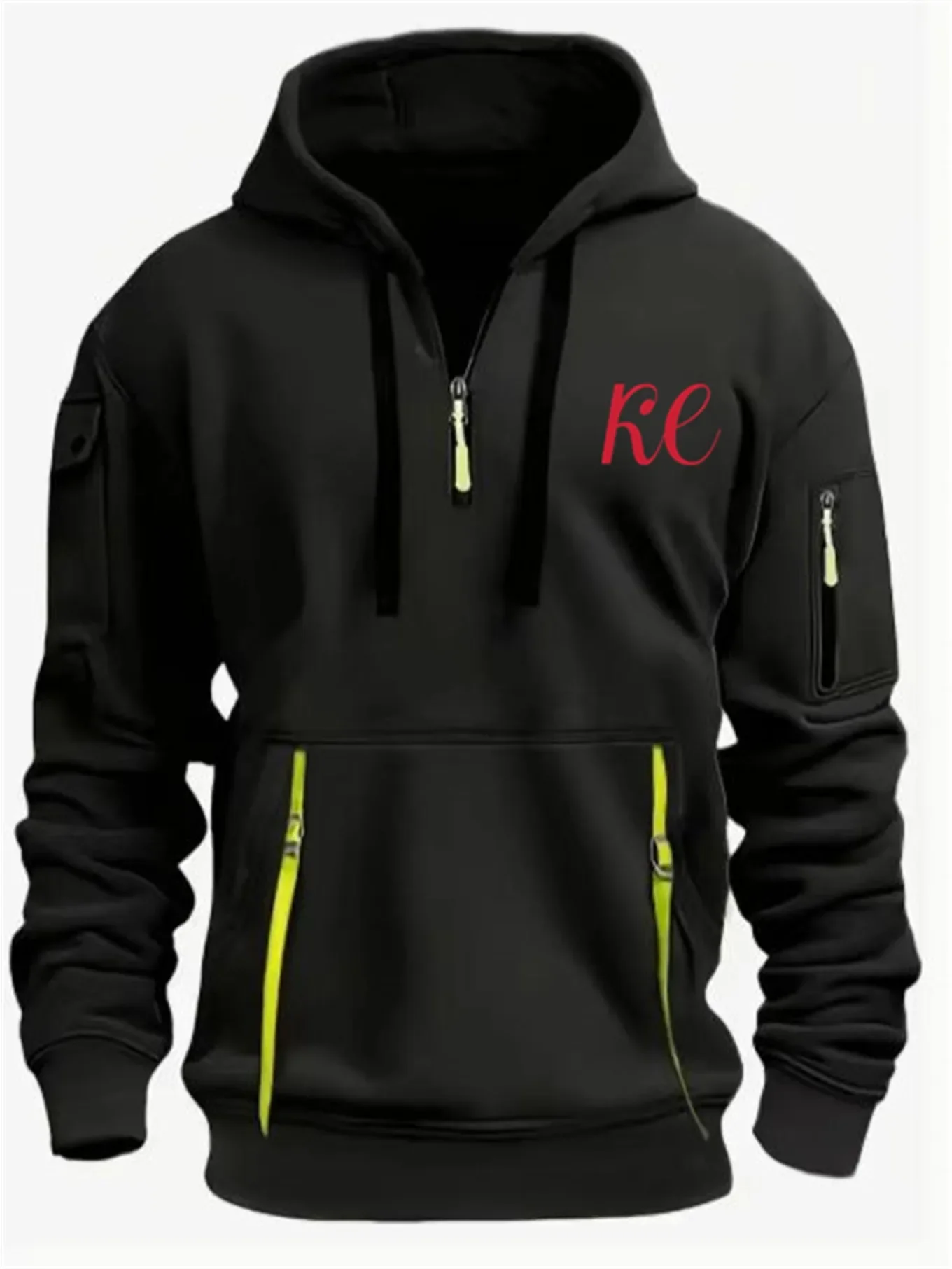 Men's and women's hooded hoodies autumn edition with multiple zippers and pockets simple floral letter printed fabric for warmth