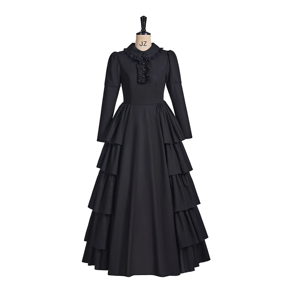 

Women Victorian Dress Black Edwardian Dress Vintage Stage Party Clothing Women Halloween Carnival Party Costume