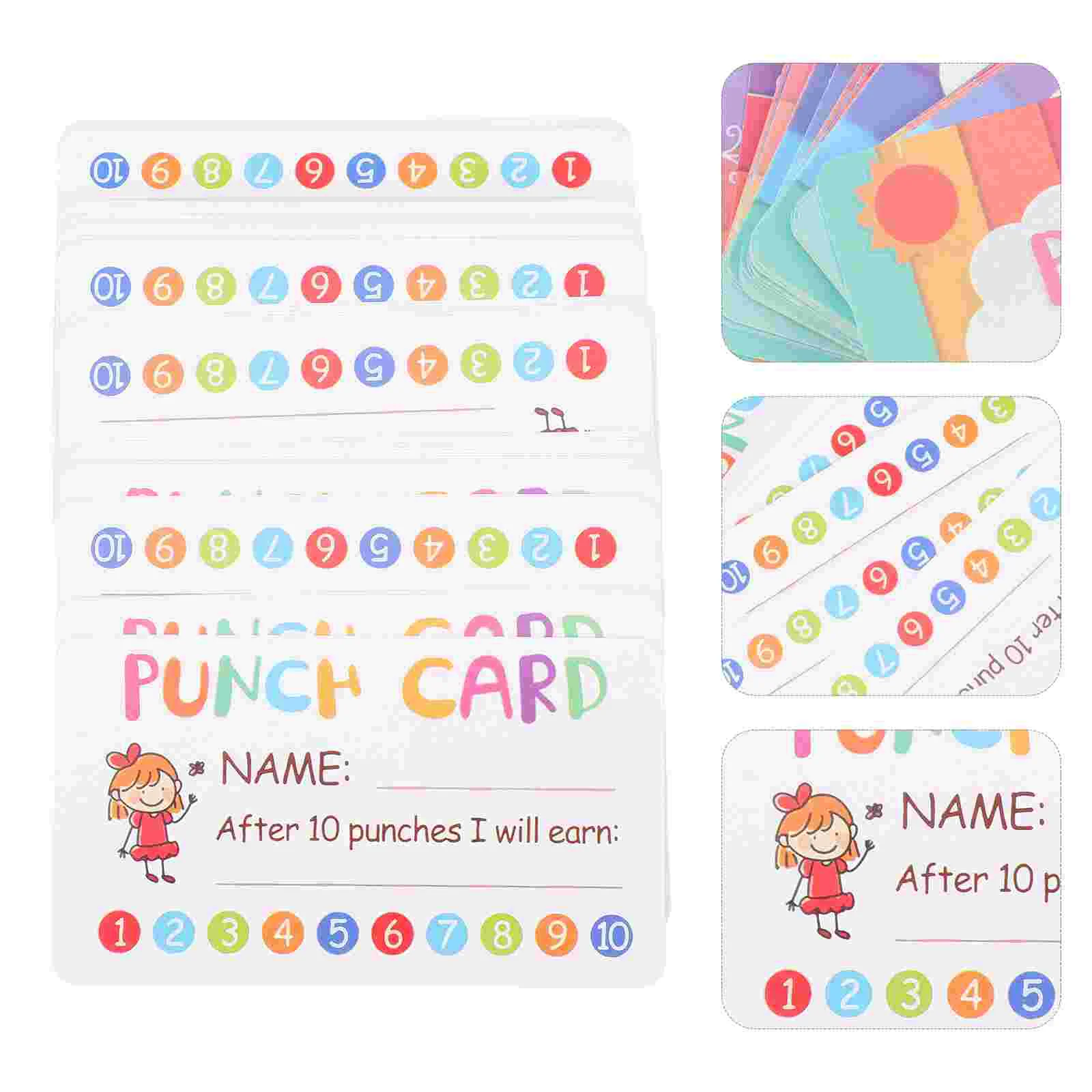 50 Pcs Name Card Adorable Punch Cards Children Kids Accessory Loyalty Business Membership Convenient Coated Paper
