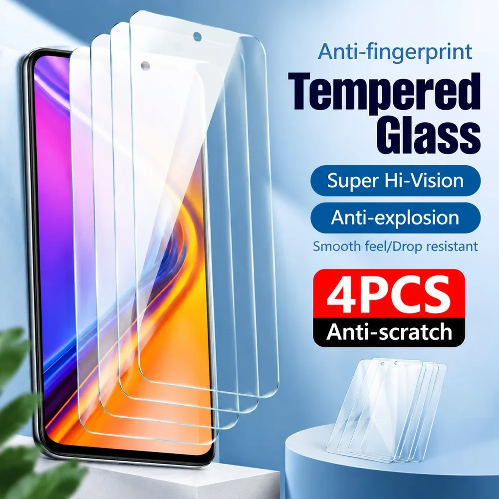4Pcs Tempered Glass For Samsung Galaxy A57 A05 A06 A07 A15 A16 A17 Anti-Scratch For Samsung Galaxy A25 A26 A27 A35 A36