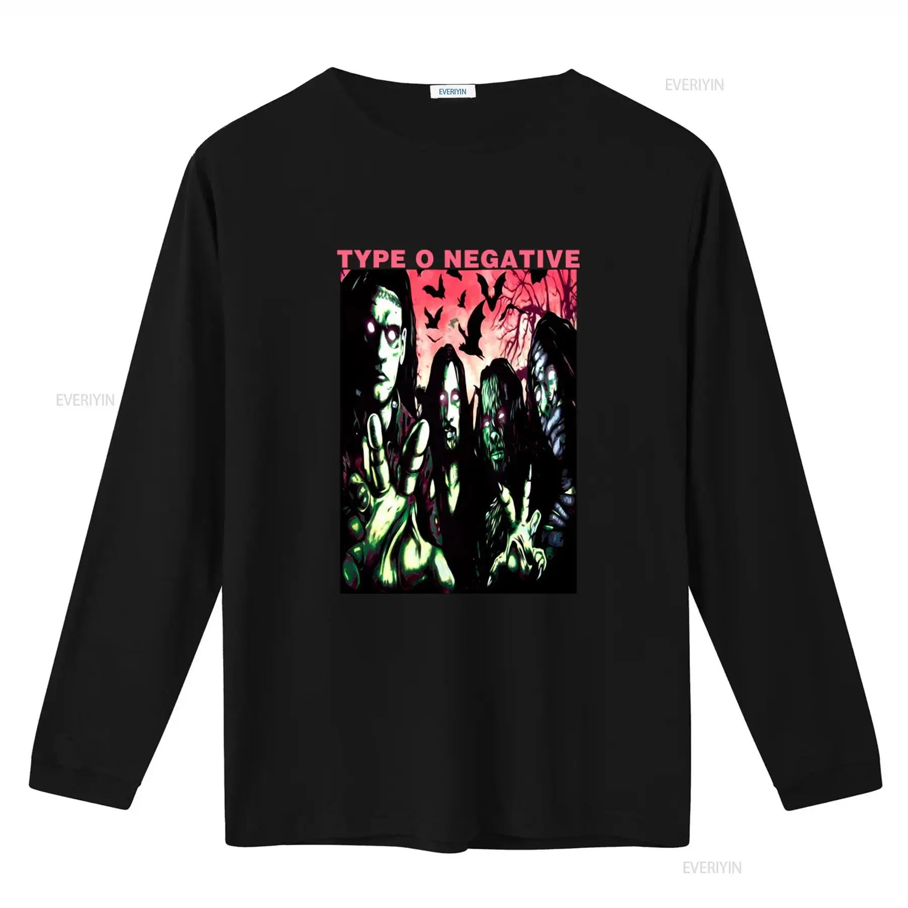 Type O Negative Halloween New Black T Shirt Gothic Horror Design with Creepy Figures and Bats vintage Washed Soft Stretched