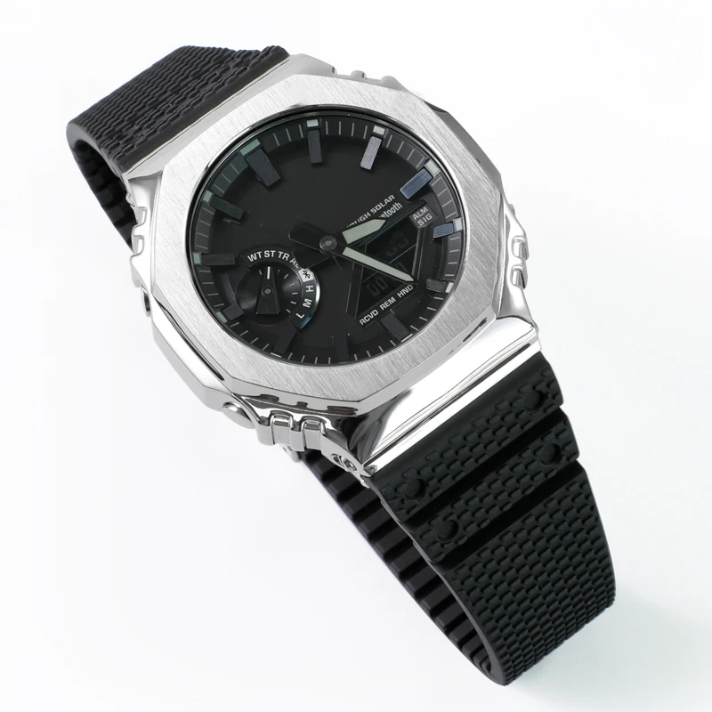 Compatibile con cassa in acciaio inossidabile GM-B2100 e cinturino in caucciù fluorurato per la modifica degli accessori dell'orologio.