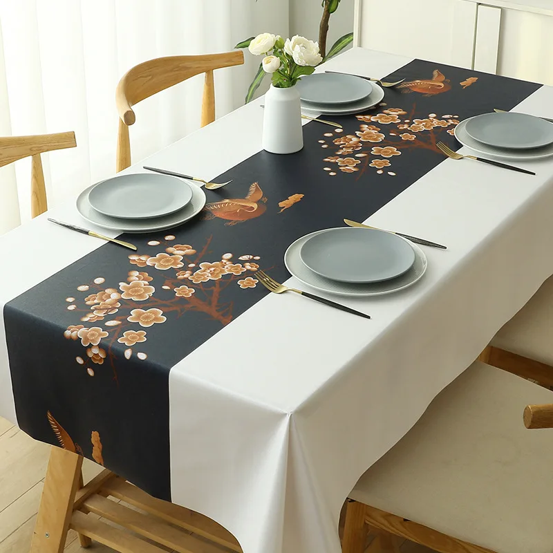 

Tablecloth waterproof oil-proof wash free PVC anti scald Chinese table cloth tabletop tea table mat table cloth