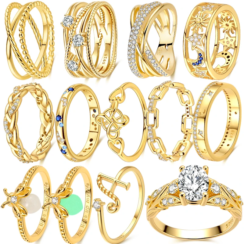 

925 Silver Luminous Firefly Ring Unlimited Original Zircon Wedding Anniversary Sun Moon Star Hollow Ring Women's Jewelry Gift