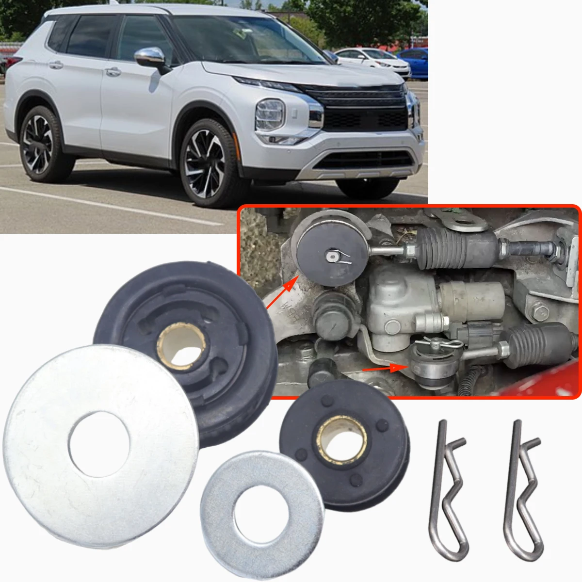 

For Mitsubishi Outlander CU ZE ZF 2001-2007 Shifter Cable Bushing Upgrade Kit Washer Cotter Pin/Clip Manual Transmission Car Rod