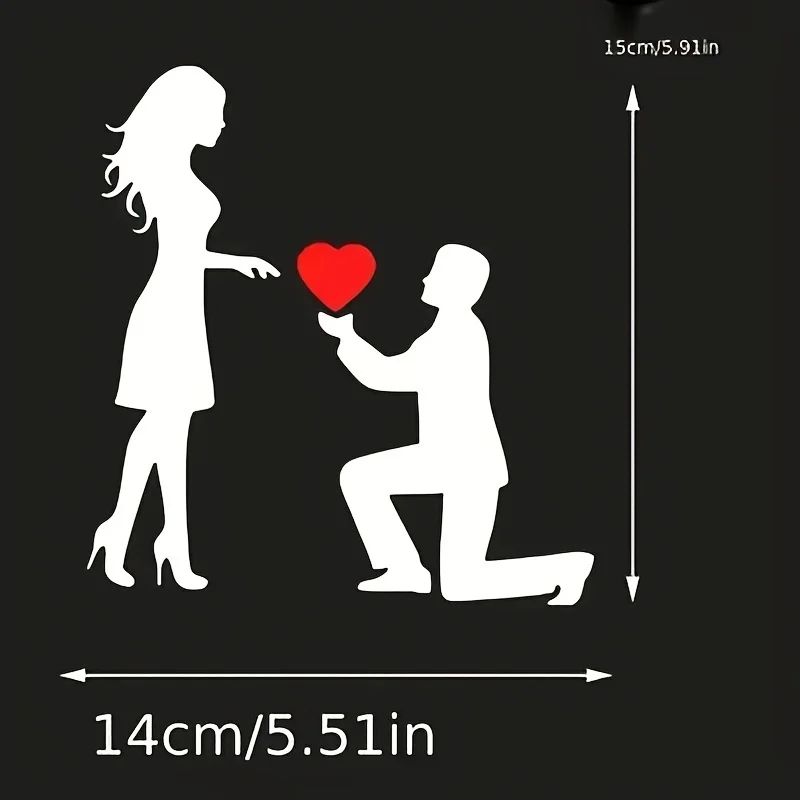 I Love You Heart Silhouette Sticker, Romantic Couple Proposal Vinyl Decal, Waterproof Durable Car Wedding Decor