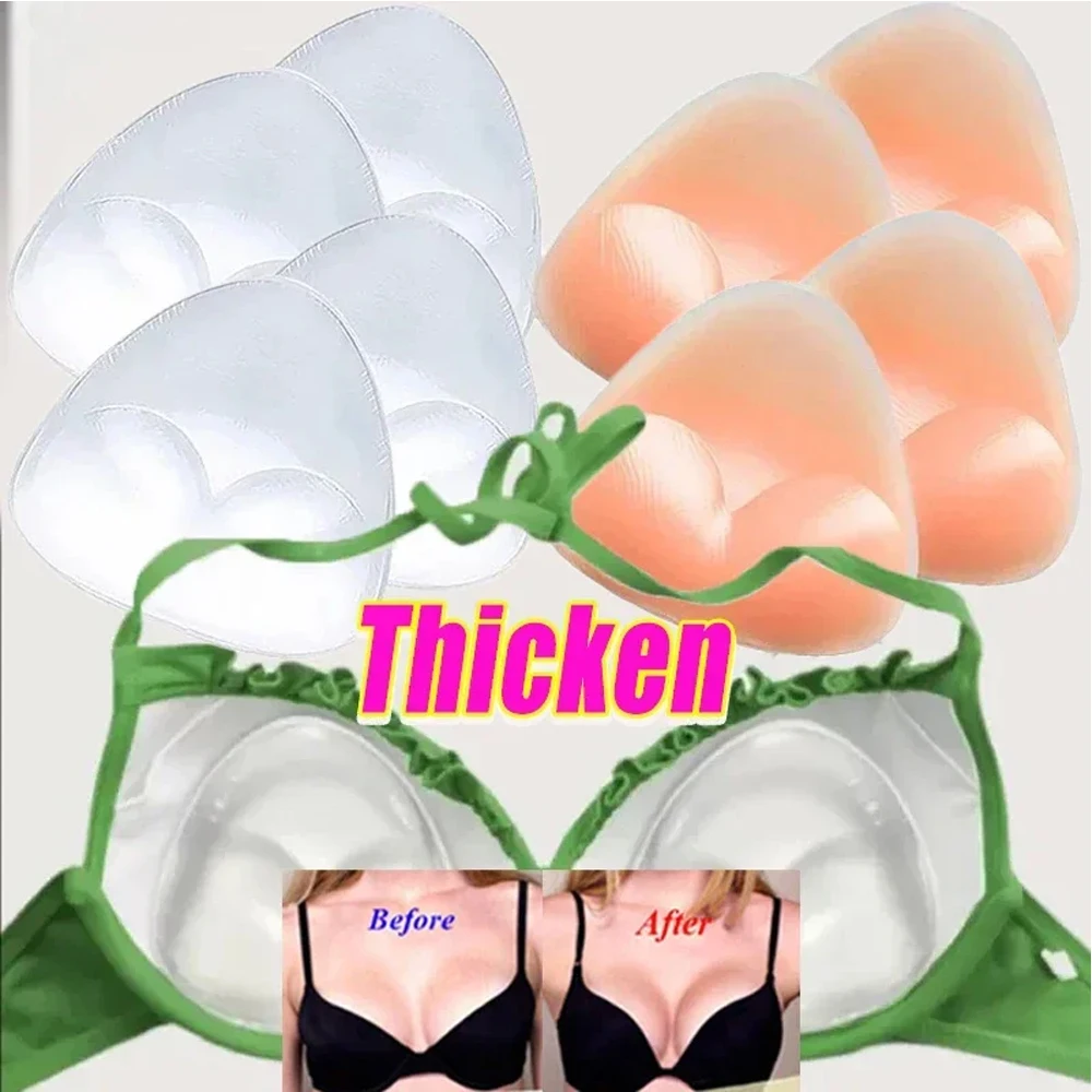 1 par de parches triangulares de silicona para el pecho, almohadilla autoadhesiva de realce para el pecho para mujer, almohadilla de esponja gruesa Invisible, traje de baño, Bikini Unde