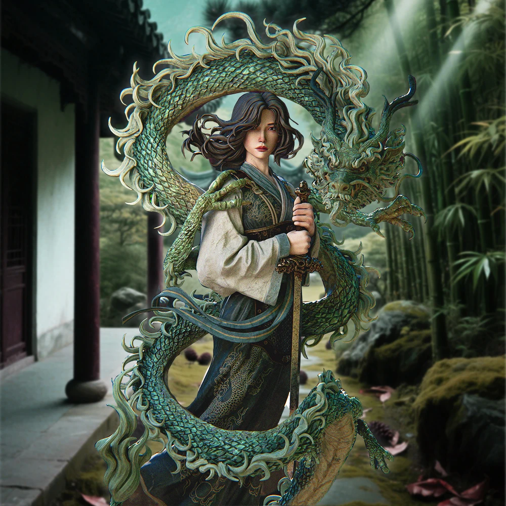 

1:18 Scale Heroic Female Fighter Miniatures - 3D Printed Resin Kit with High Detail | Unpainted Figurines A3172