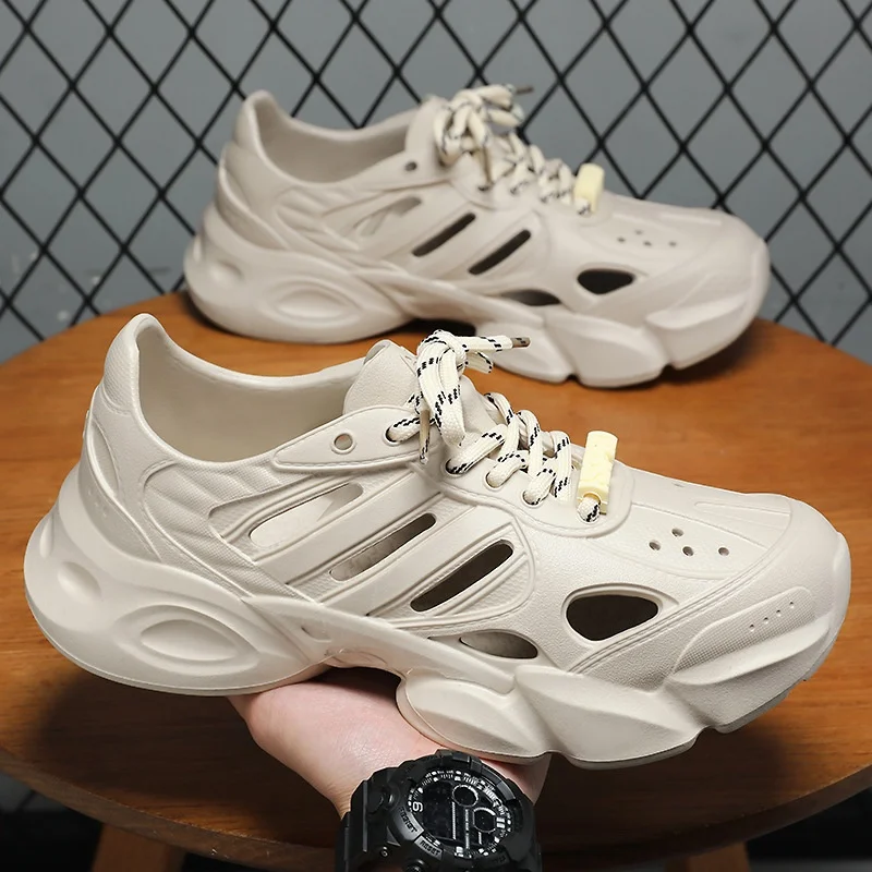 

Men's Quick-dry Hollow Out Shoes, Non-slip Thick Sole, Breathable Summer Beach Walking Sneakers