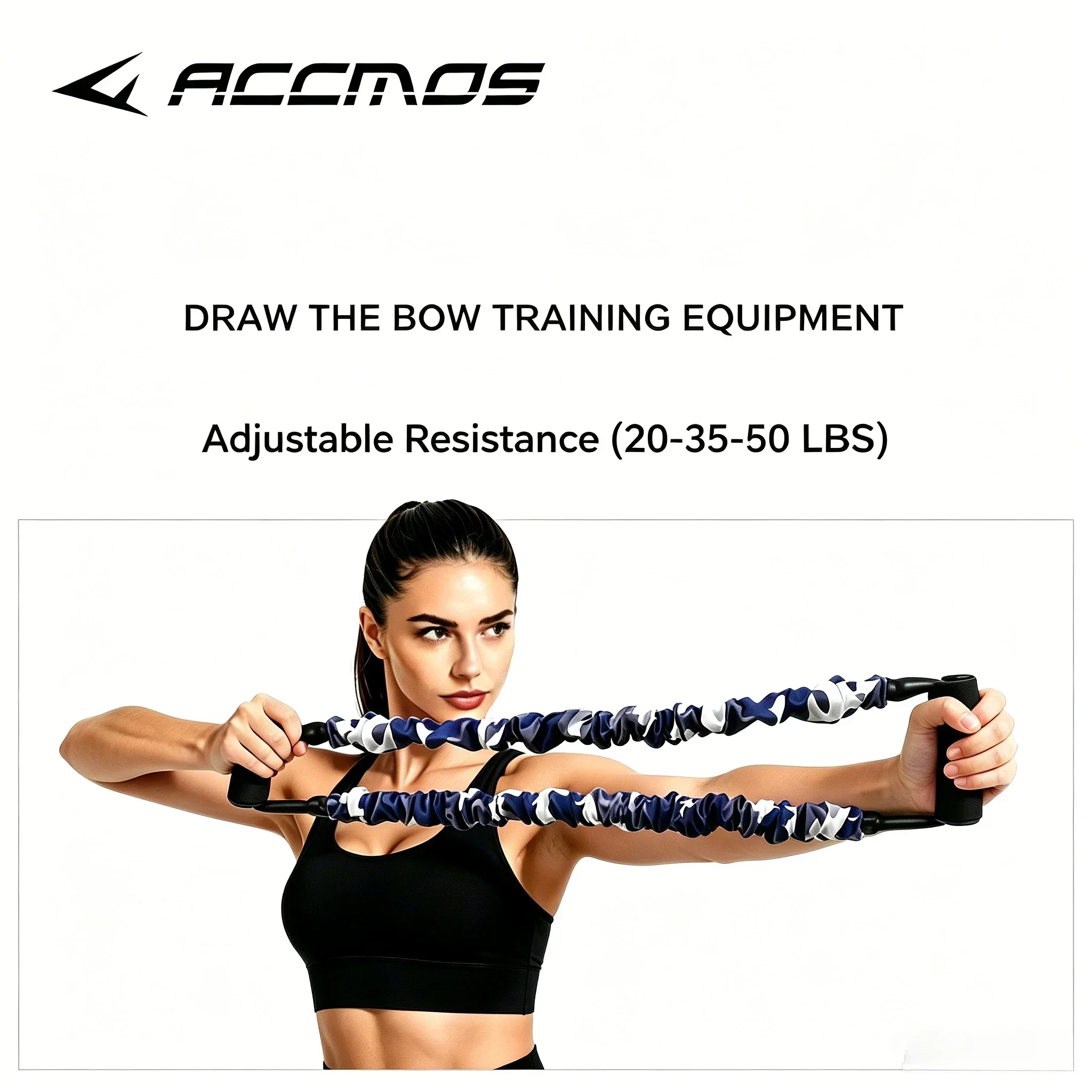ACCMOS Archery Bow Trainer Draw Strength Exerciser Resistance Band with Foam Handles for Recurve Compound Bow Training