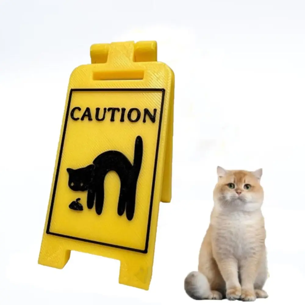 Funny Bright Yellow Cat Vomit Sign Plastic Durable Yard Signs Warning Sign Gift