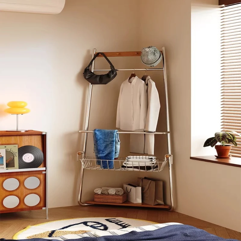 

Угловая напольная вешалка для одежды, металлическая, для спальни и гостиной, многоярусная полка для хранения