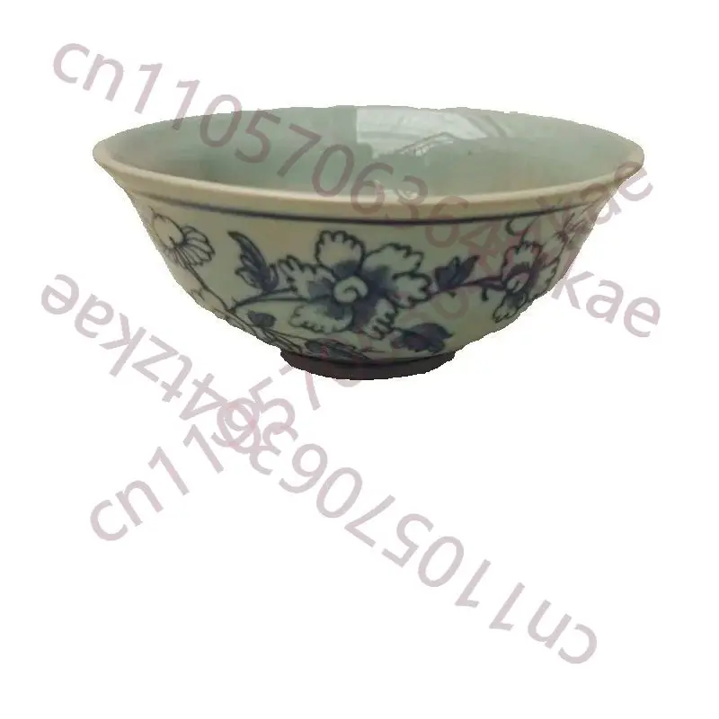 Tazón de porcelana china antiguo, azul y blanco, con diseño de flores, vajilla tradicional asiática, plato coleccionable