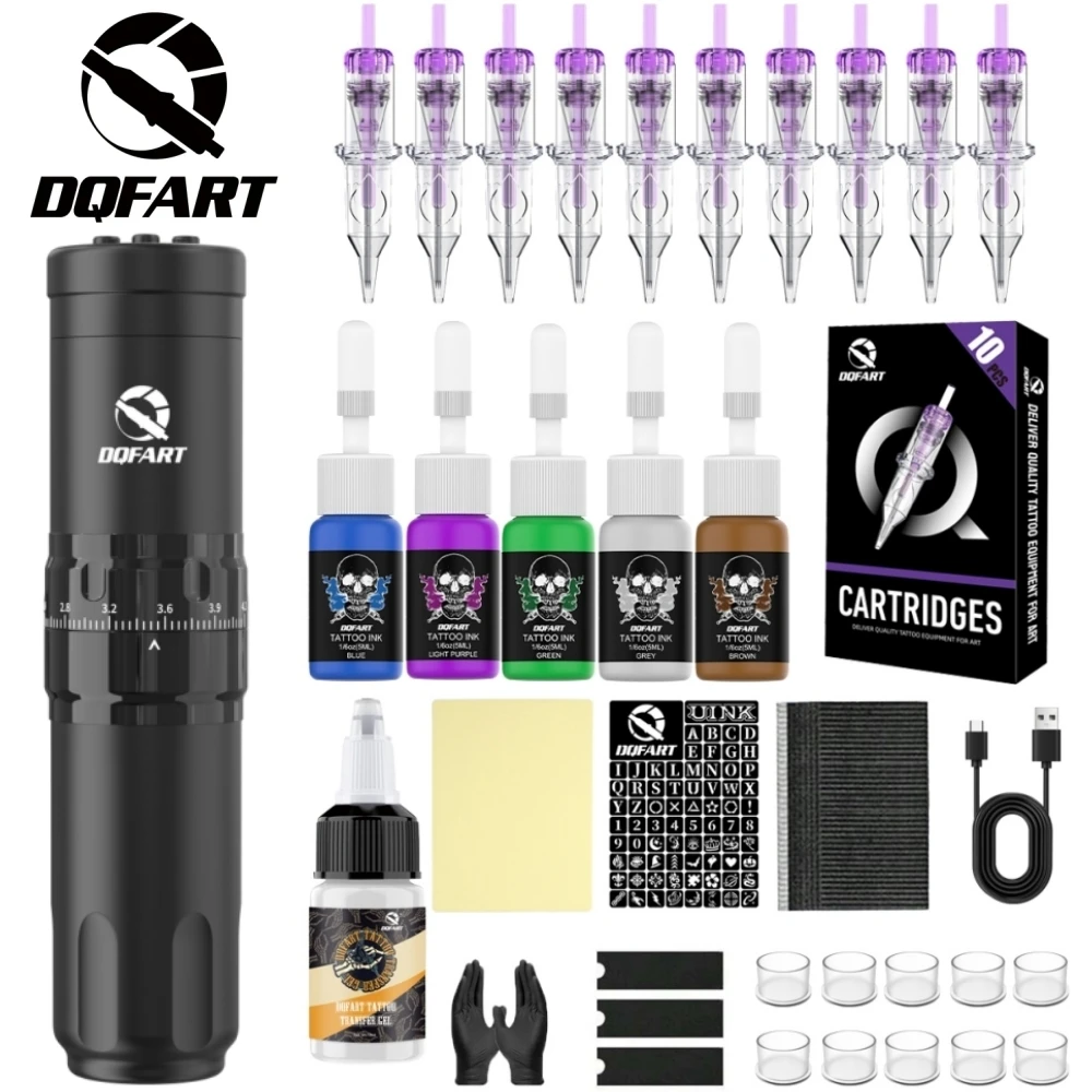 DQFART Electric Wireless Tattoo Machine 12V T1Pro Set Tattoo Beginner Accessories Supplies Body Art Creative Designs Tattoo Ink
