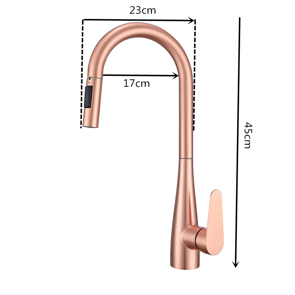 Brass Pull Out Kitchen Faucet Hot Cold Water Sink Tap for Dish Washing Multi Function Home Use
