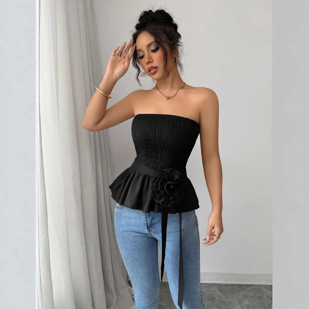 2026 New Solid Color Strapless French Style Unique And Exquisite Top Evening Dresses Clothes Elegant Sexy Beach