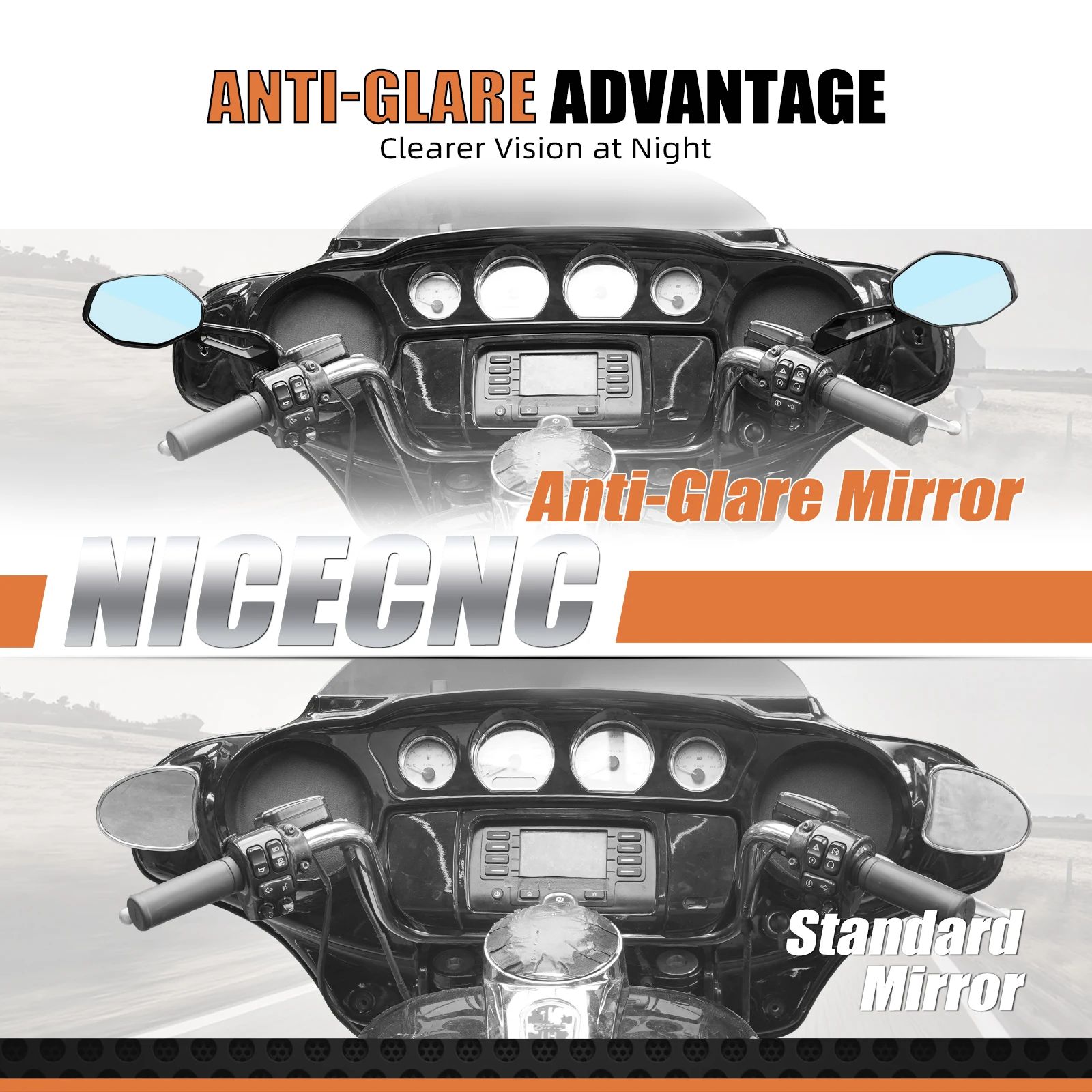 Rearview Mirrors For Harley Street Glide Road King FLHR Road Glide Softail Dyna Sportster Iron 883 1200 Fat Boy 114 Street Bob