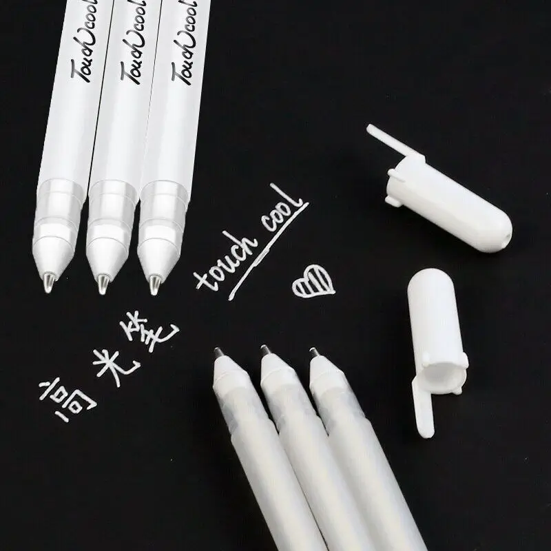 Juego de rotuladores de 0,8mm para dibujo artístico, bolígrafos de Gel de tinta blanca, suministros de pintura para bocetos, 3/5 piezas/10 piezas