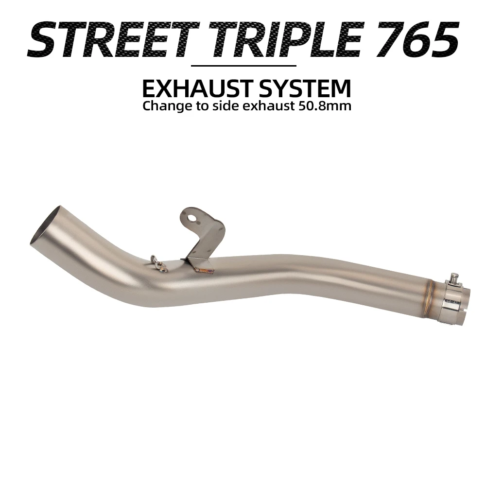 

765RS Exhaust Adapter Tube For Triumph Street Triple 765R 765S 765 RS 2017-2024 Motorcycle Escape 51MM Side Exit Mid Link Pipe