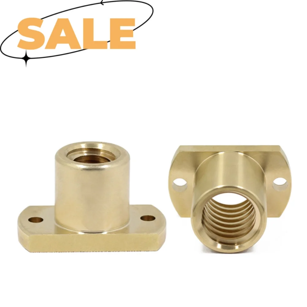 1pc H Nut Flange Brass Nut Trapezoid Screw Support Nut T10-T40 Lead Screw T12 T14 T16 T18 T20 T22 T24 T25 T28 Right/Left Thread