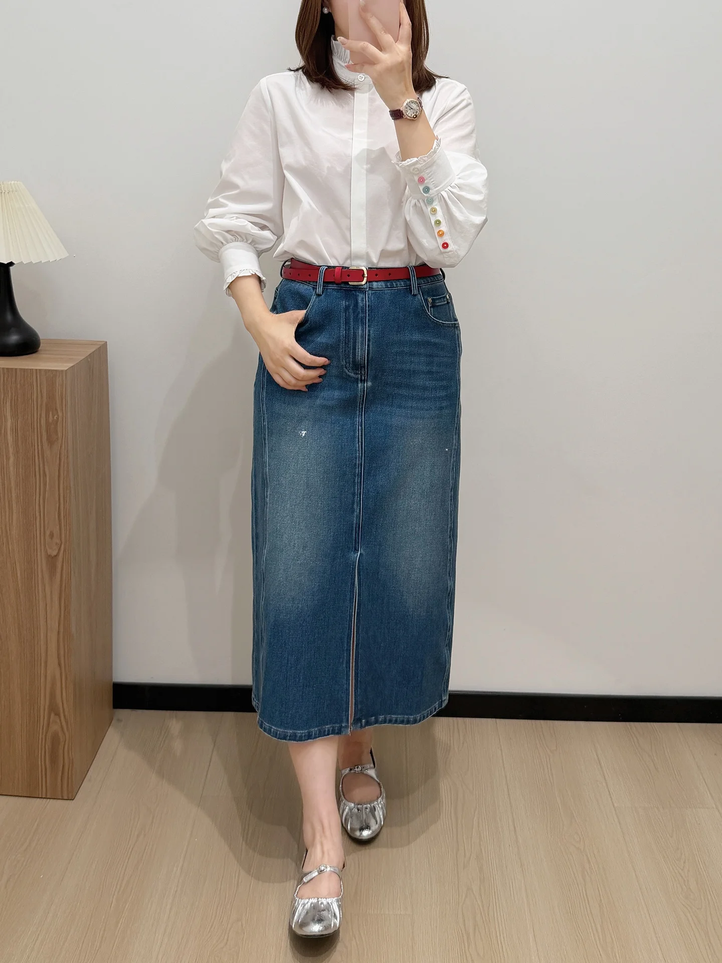 

Высокоэластичная джинсовая прямая юбка ST Premium для фигуры типа «груша», утягивающая, устойчивая к деформации, с эффектом водной стирки, для женщин среднего возраста