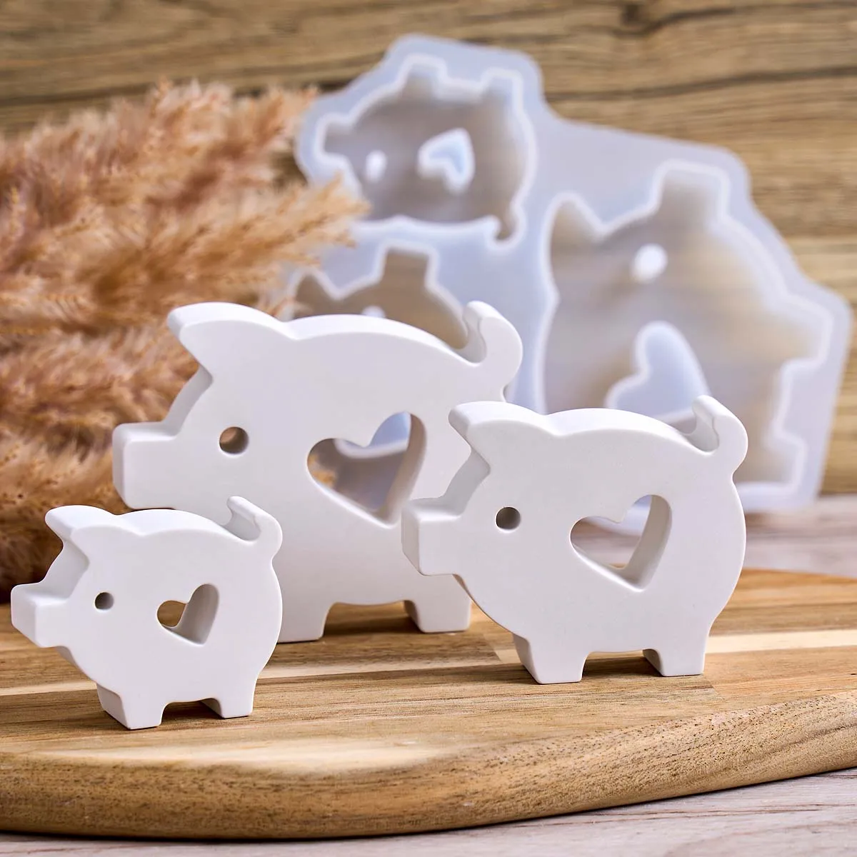 Molde de silicona con colgante de cerdo 3D, hecho a mano, corazón, cerdito, yeso, adornos de resina epoxi, moldes artesanales, decoración del hogar, regalos artísticos