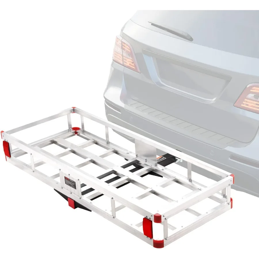 

49.4 x 22.4 x 7.1 in Hitch Cargo Carrier with 500lb Capacity for SUV Truck Pickup Aluminum Trailer Hitch Mount Cargo Basket Lug