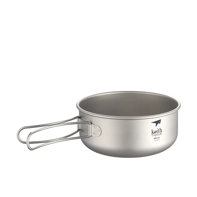 Imagem -02 - Keith Titanium Pot And Pan Grupo Tigela Pequena e Grande Camping ao ar Livre Panelas de Caminhada 0.5l Mais 0.55l Mais 0.68l Pcs