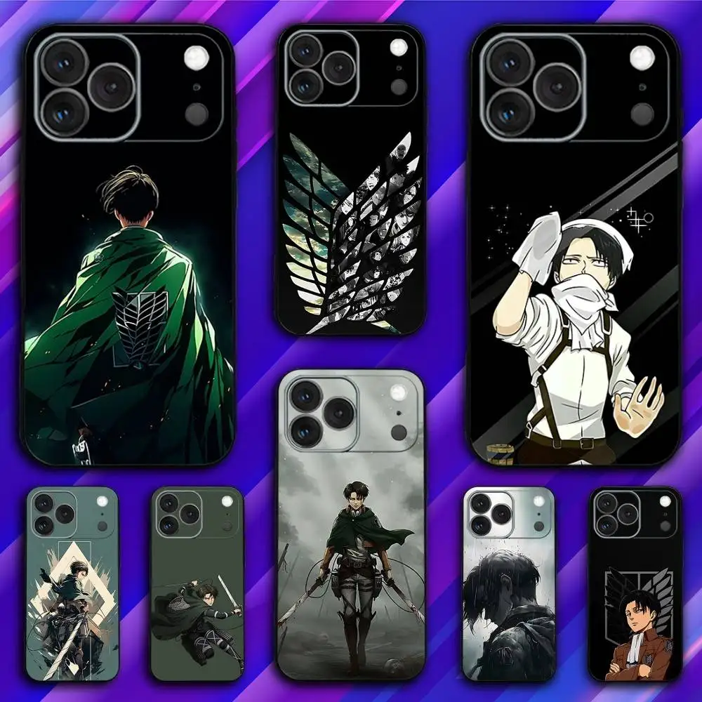 Funda de teléfono L-LeviS A-Ackerman Anime para iPhone 17,16,15,14,13,12,11,Pro,Max,Plus,X,XS,SE4,E,Mini,funda negra suave