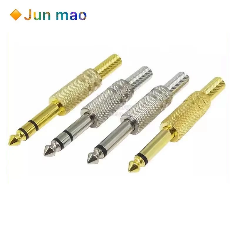 2pcs 6.35mm/6.5mm 2Pole Mono Amplifier Plug 6.35 Stereo Metal Microphone jack plug-in Audio Connector for KTV
