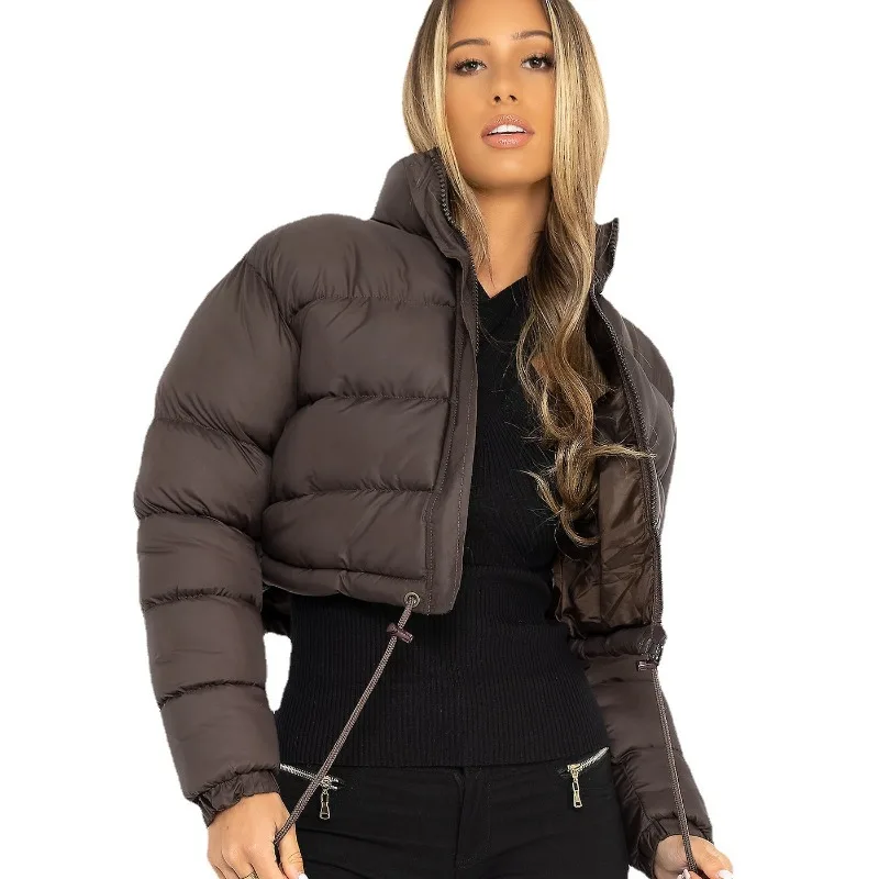 Winter Women Solid Jackets Bubble Short Crop Coats Puff Ladies Down Coats Thick Warm Bomber Puffer Jackets New Female Clothes